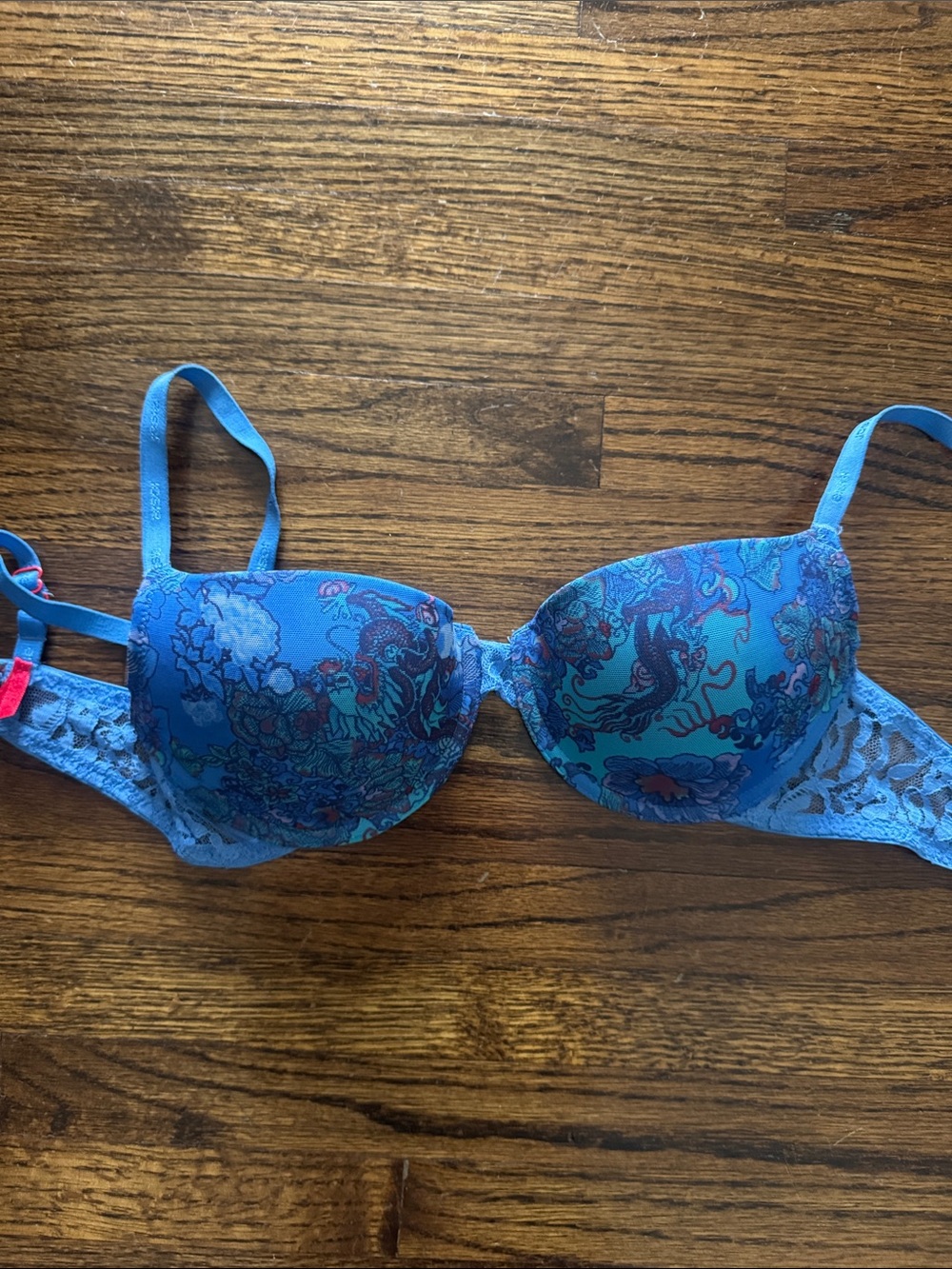 Josie 32B Blue Floral Lace Lightly lined Underwire Bra